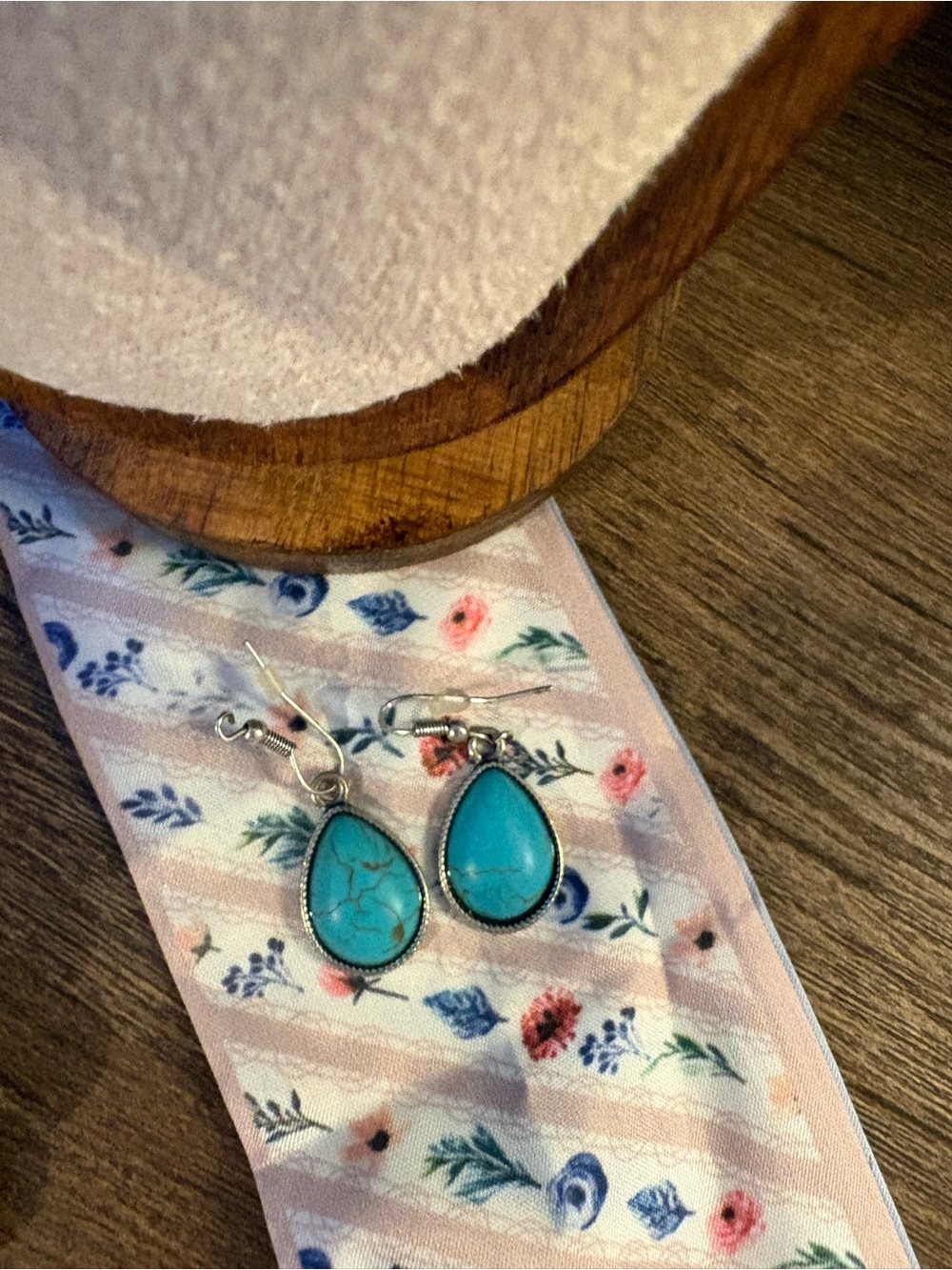 Turquoise Teardrop Dangle Earrings - Bright Blue Gem